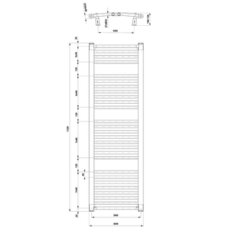 ORBIT Badheizkörper mit seitlichem Anschluss 600x1320 mm, Weiß