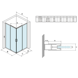 SIGMA SIMPLY BLACK Eck-Duschabtrennung 800x800 mm, Eckeinstieg, Klarglas