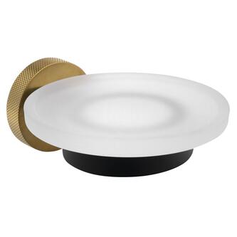 LARISSA Seifenschale, Milchglas, Schwarz/Gold matt