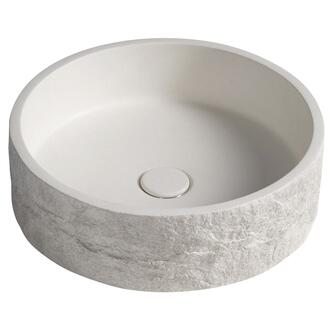 ISPIR Beton-Waschtisch inklusive Auslauf, 40cm, weißer Sandstein