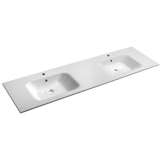 ARECA Gussmarmor-Doppelwaschtisch 181x51,5cm, weiß