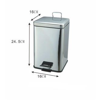 SIMPLE LINE Abfalleimer eckig 3l, polierter Edelstahl