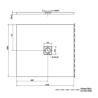 FLEXIA Gussmarmor-Duschwanne 110x100cm, grau matt