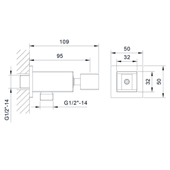 Brausehalter eckig, drehbar, mit Schlauchanschluss, Chrom