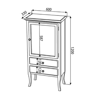 RETRO Schrank 60x120x38cm, Buche, rechts