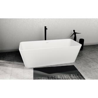 LEYLA Freistehende Badewanne 170x78cm, Rockstone, weiß matt