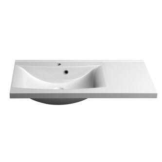 LUCIOLA Gussmarmor-Waschtisch 90x48cm, weiß, links