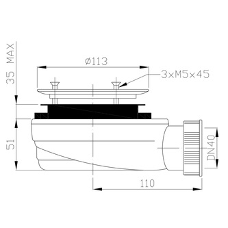 Duschwannensiphon, Durchmesser 90mm, extra niedrig. für Duschwanne IRENA