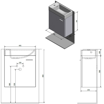 LATUS IV Unterschrank 49,5x50x24,5cm, eiche Mocca