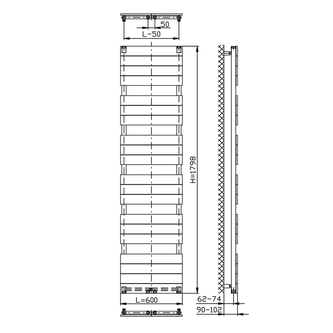 BONDI Badheizkörper 600x1798 mm, Weiß