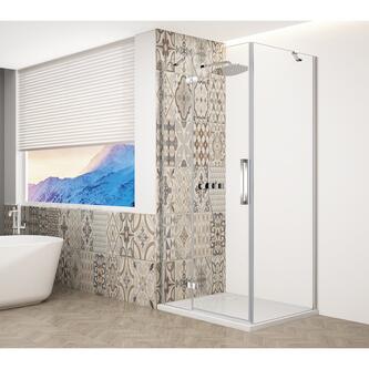 TRINITY CHROME Eckige Duschkabine 900x900mm, Eckeinstieg, Klarglas, links