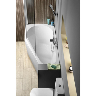 Raumspar Badewanne Tigra mit Duschzone 150x75cm, links, weiß, Komplett-Set