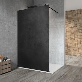 VARIO BLACK Duschwand, Wandmontage, Platte HPL Kara, 1100 mm, schwarz matt
