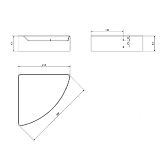 SAMBA Eck Duschablage, 218x63x218mm, polierter Edelstahl