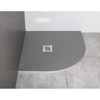 MITIA Gussmarmor-Duschwanne, Viertelkreis, R550, 90x90x2,6cm, grau