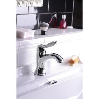 KIRKÉ WHITE Waschtischarmatur mit Ablauf, Weiss/Chrom