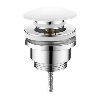 Waschbecken-Ablaufgarnitur 5/4“, klick-klack, Keramik-Stopfen, 10-55mm, Weiß