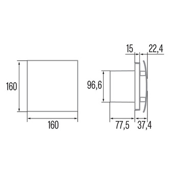 SILENTIS UCT 10 Axial Badlüfter mit Zeitschaltuhr, 8W, Rohrleitung 100mm, Schwarz