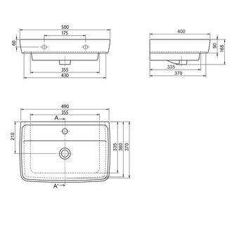 DURU Keramik-Waschtisch 50x40cm, weiss