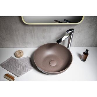 FORMIGO Betonwaschbecken zum Aufsetzen, Durchmesser 39cm, Dunkelbraun matt