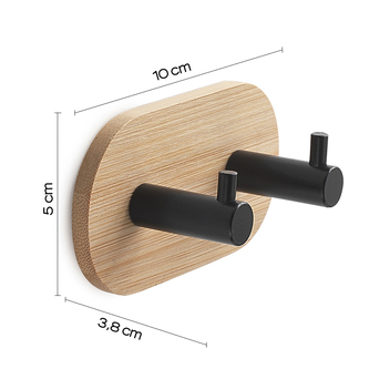 HIMALAYA  Doppelhaken selbstklebend, Schwarz/Bambus