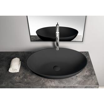 BANERA OVAL Aufsatzwaschtisch, Gussmarmor, 60x40cm, Anthrazit matt