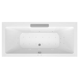 CASCATA Whirlpool-Badewanne, 185x85x45cm, Kaskade Edelstahl, Active Hydro-Air, Chrom