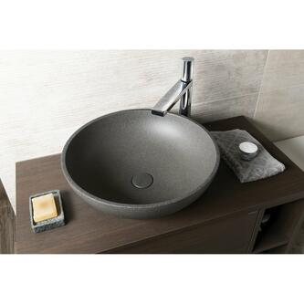 TURF Betonwaschbecken mit Auslauf, Ø 44 cm, schwarzer Granit