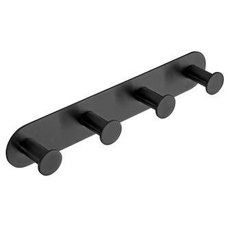 X-ROUND BLACK Selbstklebende 4-Fach Haken, Schwarz matt