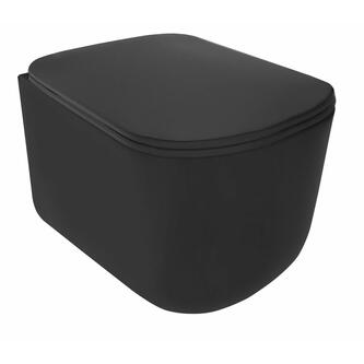 TRIBECA Hänge-WC, spülrandlos, 35x54cm, schwarz matt