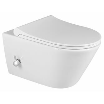 AVVA CLEANWASH Hänge-WC, mit Armatur und Bidetdusche, Rimless,35,5x53cm, weiss
