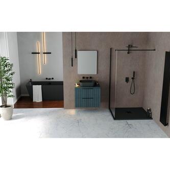 FLEXIA Gussmarmor-Duschwanne 150x90cm, Verkürzungsmöglichkeit, Anthrazit matt