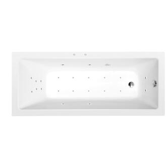 NOEMI Whirlpool-Badewanne, 160x80x39cm, Attraction Hydro-Air, Chrom