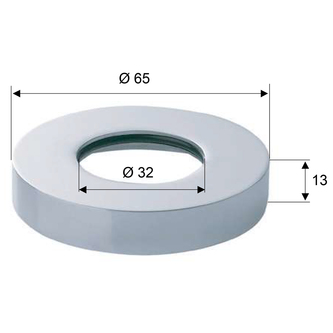 Rosette 65/32mm, Höhe 13 mm, chrom