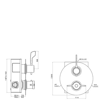 LEA Unterputz Thermostat-Duscharmatur , Medizinischer Hebel, Chrom