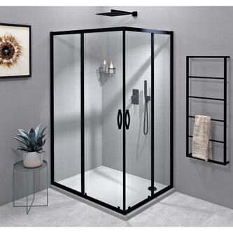 SIGMA SIMPLY BLACK Rechteck-Duschabtrennung 1200x1100 mm, L/R Variante, Eckeinstieg, Klarglas