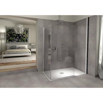 FLEXIA Gussmarmor-Duschwanne 150x80cm, Verkürzungsmöglichkeit, weiß matt