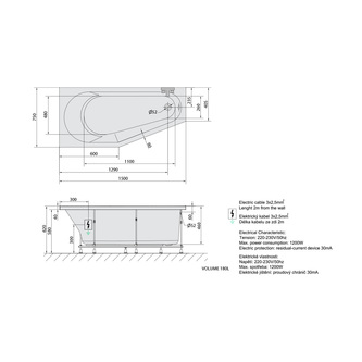 TIGRA L Whirlpool-Badewanne, 150x75x46cm, Active Hydro-Air, Chrom