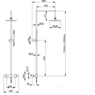 RONDO Duschsäule mit Thermostat-Armatur, Chrom