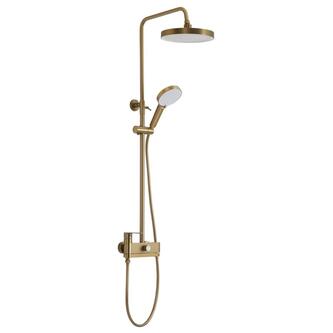 Duschsäule mit Hebelarmatur, schwenkbarer Einlauf, Gold matt
