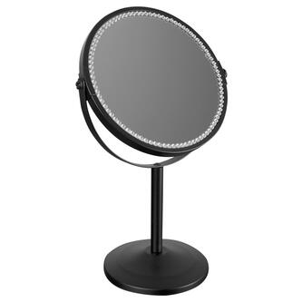 HELENE Stand-Kosmetikspiegel, durch. 170mm, doppelseitig, mit Strasssteinen, Schwarz