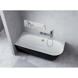 SUSSI L Freistehende Badewanne 160x70x50cm, schwarz/weiß