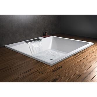 CAME Badewanne mit Wasserfalleinlauf und Rahmengestell 175x175x50cm, weiß