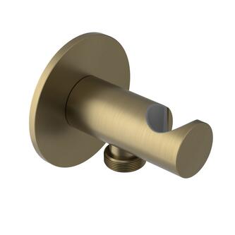 Brausehalter rund, fest, mit Auslauf, Gold matt