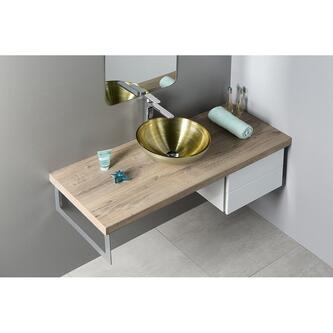 MURANO SOFT BROWN Glaswaschbecken zum Aufsetzen, Durchmesser 40cm, Beige/Silber