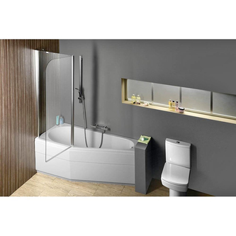 Raumspar Badewanne Tigra mit Duschzone 150x75cm, links, weiß, Komplett-Set