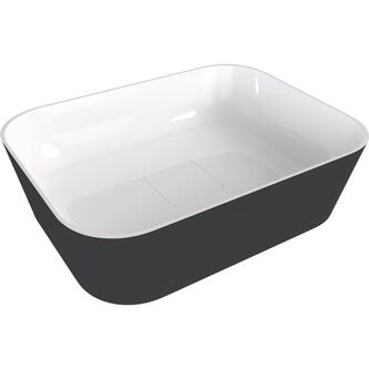 BANERA SQUARE Aufsatz-Waschtisch, Gussmarmor, 50x36cm, weiß/Anthrazit matt