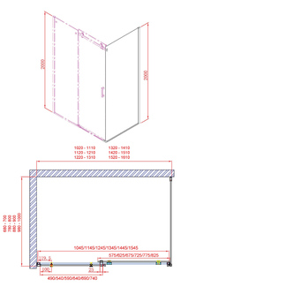 Dragon Rechteckige Duschkabine 1600x1000mm L/R Variante
