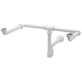 MOSQUITO Doppelwaschtisch-Siphon 5/4", DN40, platzsparend, Weiß