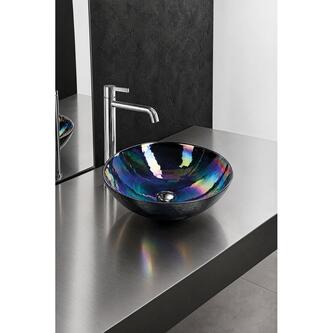 MURANO DECORA NERA Glaswaschbecken zum Aufsetzen, Durchmesser 41cm, schwarz